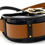 Calfskin Crocodile Embossed Small Tess Bag Full Blue