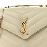 Calfskin Y Quilted Monogram Small Loulou Chain Satchel Blanc Vintage