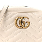 Calfskin Matelasse Small GG Marmont Chain Shoulder Bag White