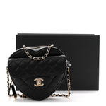 Lambskin Quilted CC In Love Heart Bag Black