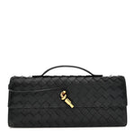 Nappa Intrecciato Long Andiamo Top Handle Clutch Black
