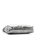 Metallic Shaded Calfskin Quilted Chanel 22 Black Silver