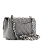 Caviar Quilted Mini Rectangular Flap Grey