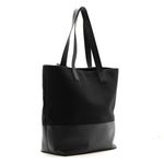 Canvas Calfskin T-Bar Shopping Bag Black
