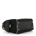 Braided Raffia Calfskin Small Chanel 25 Handbag Black White