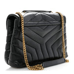Calfskin Y Quilted Monogram Small Loulou Chain Satchel Black