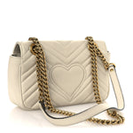 Calfskin Matelasse Mini GG Marmont Shoulder Bag White