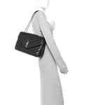 Lambskin Quilted Monogram Large Loulou Black