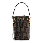 Vitello Liberty F is Fendi Bi-Color FF 1974 Embossed Mini Mon Tresor Bucket Bag Maya Black