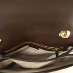GG Supreme Monogram Textured Dollar Calfskin Web Medium Blondie Top Handle Shoulder Flap Bag Beige Ebony New Acero