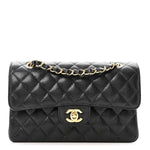 Caviar Quilted Small Double Flap Black