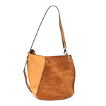 Suede Calfskin Hook Bag Brown Yellow
