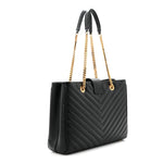 Grain De Poudre Matelasse Chevron Monogram Shopping Bag Black
