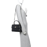 Lambskin Quilted Small Trendy CC Dual Handle Flap Bag Black