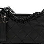 Aged Calfskin Quilted Small Gabrielle Hobo So Black