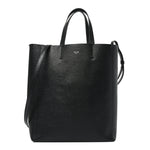 Grained Calfskin Small Vertical Cabas Black