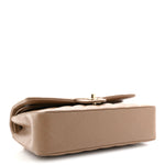 Caviar Quilted Medium Double Flap Beige