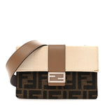 Fabric Jacquard Canvas Vitello Grace Pequin FF 1974 Baguette Belt Pouch Tobacco Moro Grezzo Sand