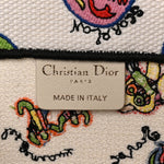 Canvas Embroidered Dragon Zodiac Medium Book Tote White Multicolor