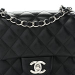 Lambskin Quilted Mini Square Flap Black