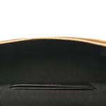 Suede Calfskin Shiny Lambskin Quilted Top Handle Slim Vanity Case With Chain Beige Black