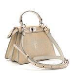 Stingray Shiny Nappa Petite Peekaboo I SEE U Satchel Beige
