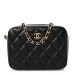 Lambskin Quilted CC Pearl Crush Camera Case Black