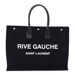 Linen Calfskin Rive Gauche Tote Black