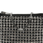 Mesh Crystal Rhinestone Nano Heiress Shoulder Bag Black Silver
