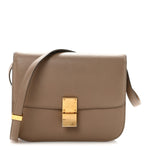 Liege Calfskin Medium Classic Box Flap Bag Taupe