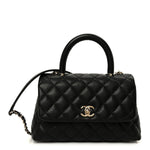 Caviar Quilted Mini Coco Handle Flap Black