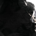 Fur Satin Drawstring Tassel Sac Cordon Shoulder Bag Black