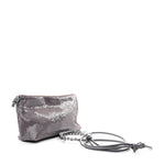 Sequin Medium Donut Chain Flamenco Knot Clutch Grey