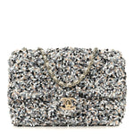 Sequin Mini Flap Gray Black White Pearly White