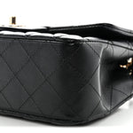 Lambskin Quilted Mini Rectangular Flap Black