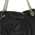 Pebbled Calfskin Medium Soho Chain Shoulder Bag Black
