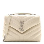 Calfskin Y Quilted Monogram Small Loulou Chain Satchel Ivory