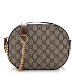 GG Supreme Monogram Cuoio Toscano Mini Chain Shoulder Bag Beige Ebony Cuir