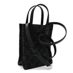 Denim Cuoio Harness GG Monogram Mini Ophidia Tote Bag Black Medium Grey
