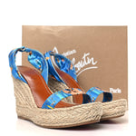 Satin Monica Du Desert 110 Espadrille Wedges 41 Blue Multicolor