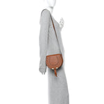 Grained Calfskin Small Marcie Saddle Bag Tan