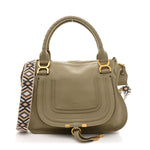 Calfskin Braided Medium Marcie Double Carry Slate Green