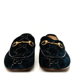 Velvet GG Monogram Horsebit Mens Jordaan Loafers  11 Blue Beige