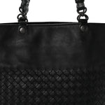 Nappa Intrecciato Flat Shoulder Bag Black