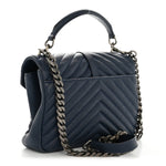 Sheepskin Matelasse Chevron Monogram Medium College Bag Navy