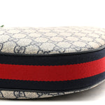 GG Supreme Monogram Textured Calfskin Web Large Attache Shoulder Bag Beige Blue