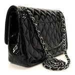 Patent Quilted Jumbo Double Flap Black