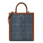 Denim All Over Print Small Vertical Cabas Navy Tan