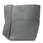 Soft Grained Calfskin Sangle Bucket Bag Grey