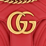Calfskin Matelasse Small GG Marmont Shoulder Bag Hibiscus Red
